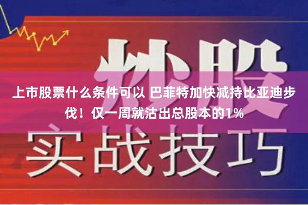 上市股票什么条件可以 巴菲特加快减持比亚迪步伐！仅一周就沽出总股本的1%