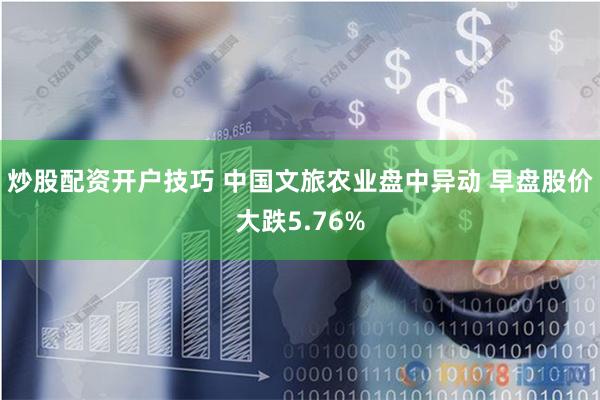 炒股配资开户技巧 中国文旅农业盘中异动 早盘股价大跌5.76%